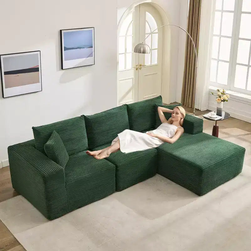 108 Modernes Sofa, 3-Sitzer-Polstersofa in L-Form mit Kissen, Sofa mit tiefer Sitzfläche, keine Montage erforderlich