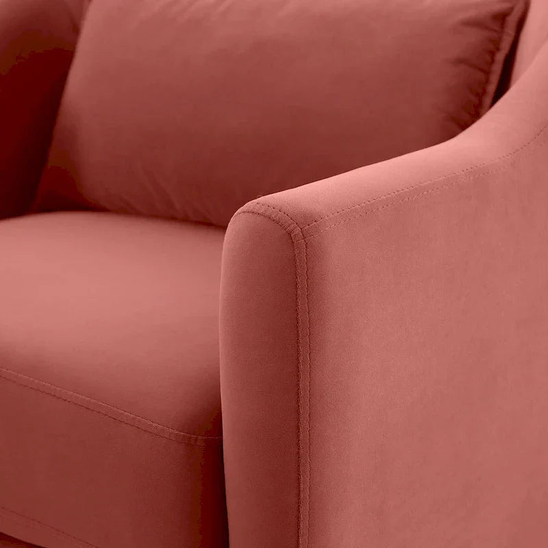 Ensemble de 2 fauteuils d’appoint de 28.34W, fauteuils tonneaux en velours avec pieds en bois massif
