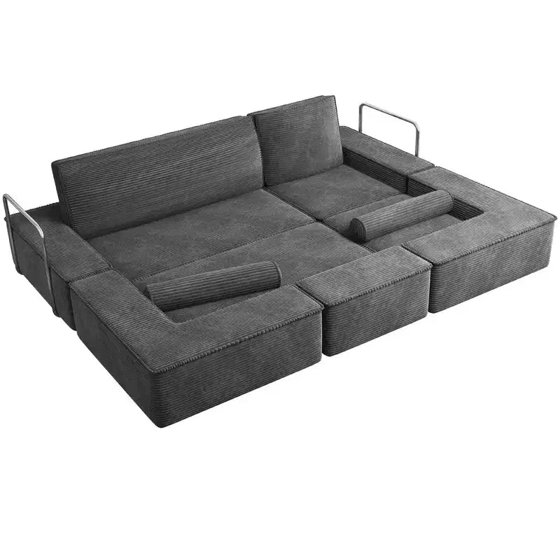 Modulares Cloud-Ecksofa, bequemes Cord-Ecksofa mit tiefer Sitzfläche und hohen Kissen, einfach zu montieren