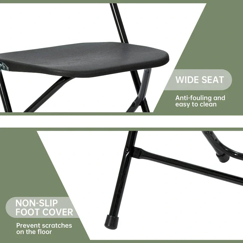Lot de 10 chaises pliantes en plastique, capacité de 350lb, pour événements, bureaux, mariages, fêtes, pique-niques, cuisines et repas