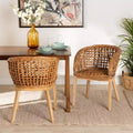 bali & pari Mario modernes Boho-Esszimmerstuhl-Set aus 2 Stück aus natürlich braun gebeiztem Teakholz und Rattan