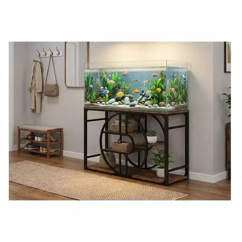 Support métallique pour aquarium de 55-75 gallons, robuste avec meuble de rangement, à plusieurs niveaux et avec pieds renforcés, convient