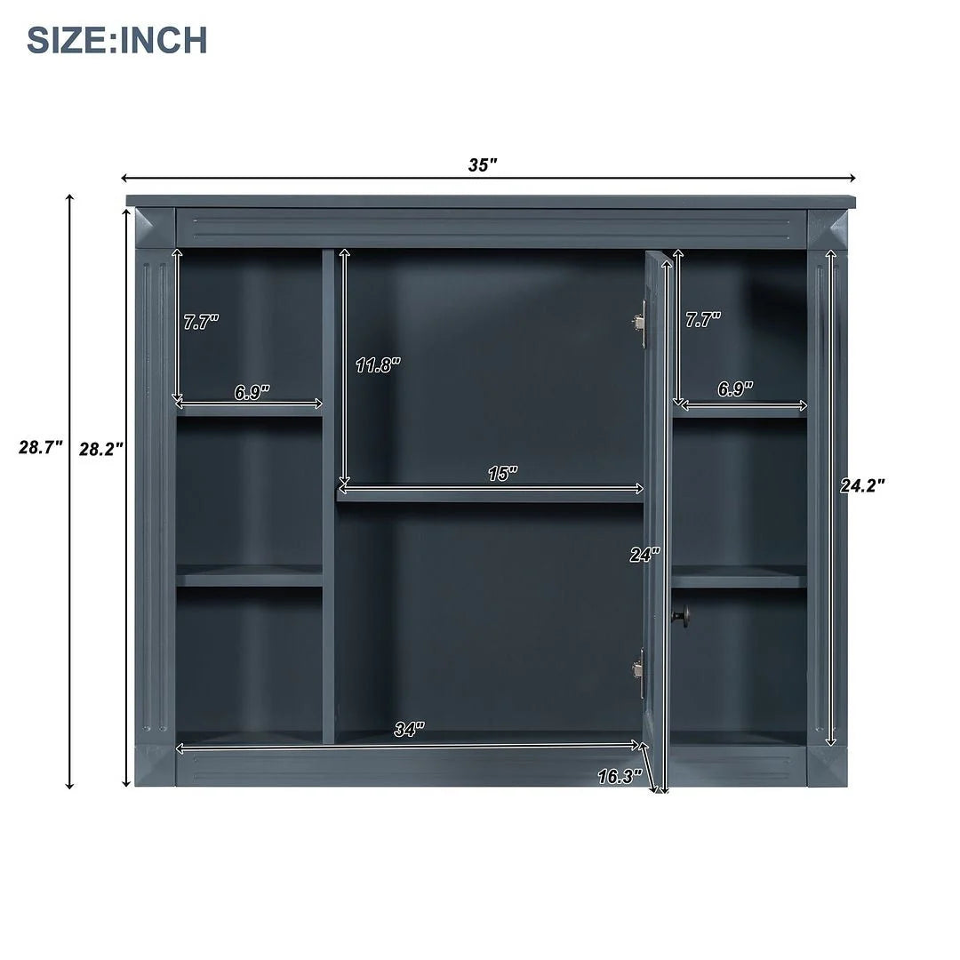 36'' Modern Bathroom Vanity with Top Sink and Mirror Cabinet,2 Doors and 2 Drawers