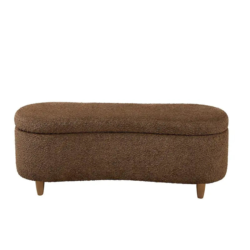 INK+IVY Bailey Stauraumbank in Taupe mit Bouclé-Bezug und Klappdeckel