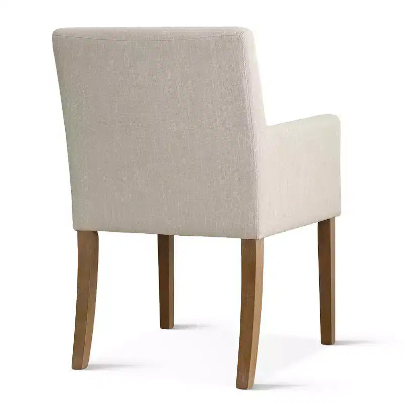 Set van 6 gestoffeerde eetkamerstoelen met armleuningen, moderne linnen fauteuils met houten poten, accentstoelen voor de eetkamer en woonkamer - Panipeachy
