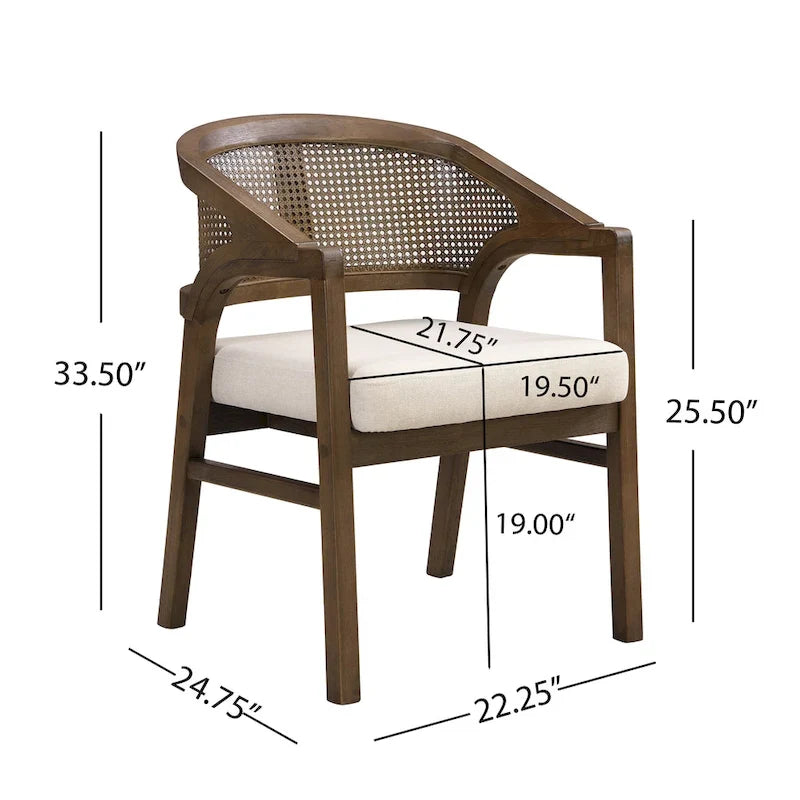 Christopher Knight Home - Esszimmerstuhl mit Rohrgeflecht und Polster (2er-Set)