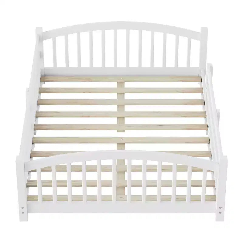 Luxystar Montessori-Bett in Full-Size mit niedrigem Profil, Sicherheitsgittern und Kopfteil