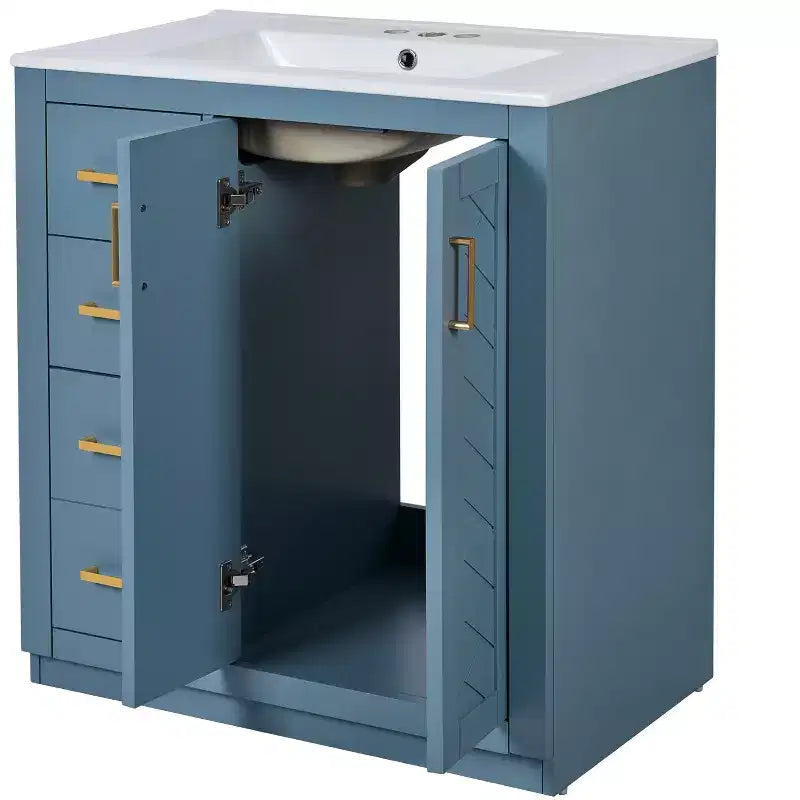 30 Single Sink Bathroom Vanity with Cabinet & 3 Drawers ??Black / Blue / Green / Indigo / White