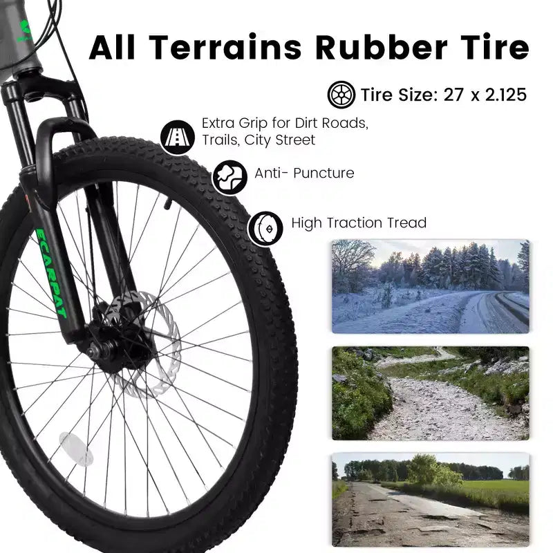 Okak 27.5IN mountainbike met dubbele vering voor en achter, terreinfiets met 21 versnellingen en mechanische schijfremmen, volwassen fiets voor mannen en vrouwen