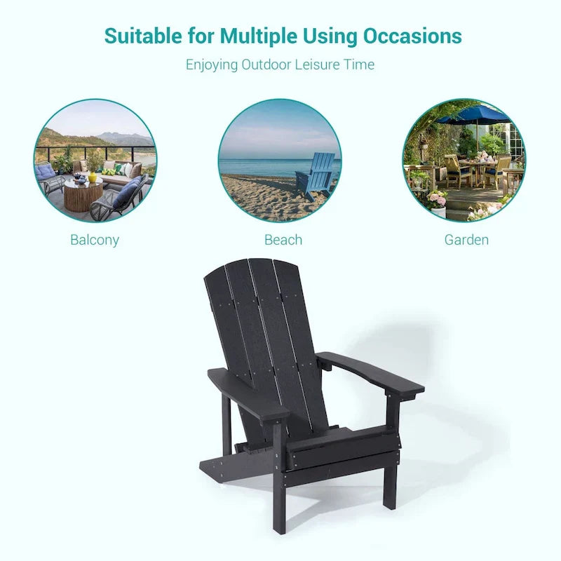 Bonosuki Weather-resistant Wood Outdoor Adirondack Chairs-Set of 4
