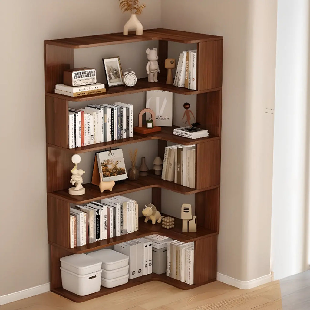 Eckbücherregal aus Holzwerkstoff mit 6 Regalböden