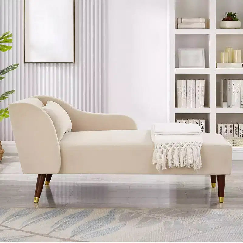 Moderner Samt-Chaiselongue-Sessel, gepolsterte Chaiselongue mit geschwungener Armlehne, Schlafsofa für Schlafzimmer, Büro und Wohnzimmer