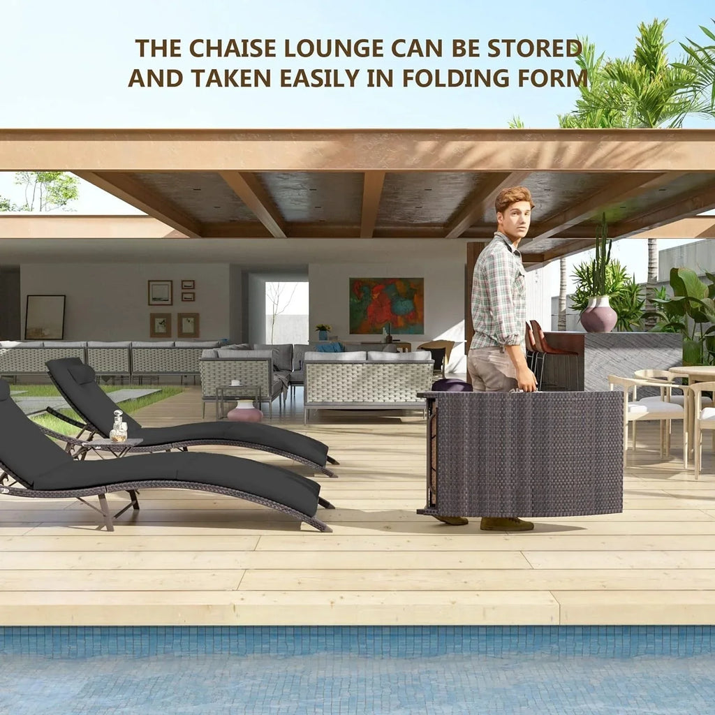 Kullavik 3-teiliges Outdoor-Lounge-Set mit Liegestühlen
