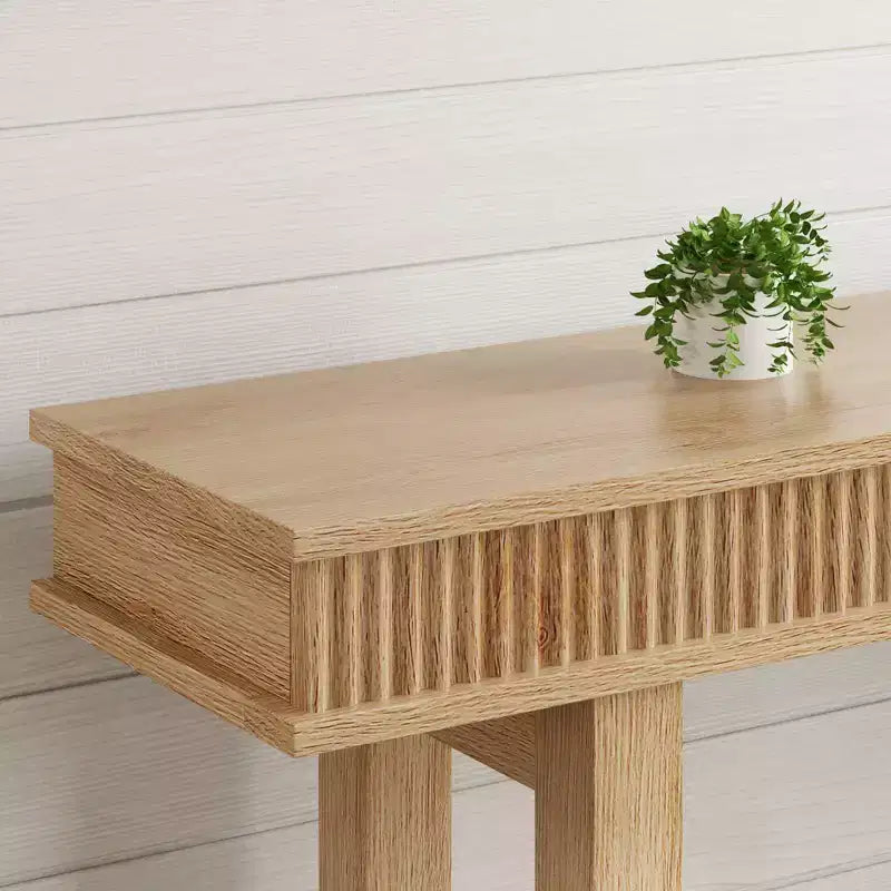 Landelijke consoletafel van gefreesd hout, 2 niveaus met opbergruimte op de plank, rechthoekige smalle haltafel voor achter de bank, voor de entree, gang of woonkamer