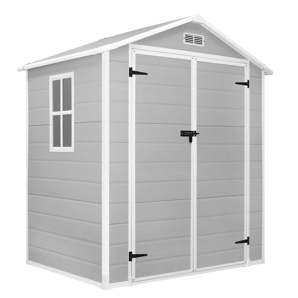 Abri de rangement extérieur en résine et plastique, tous temps, avec plancher, 6 ft x 4 ft/6 ft x 8 ft/8 ft x 6 ft/8 ft x 10 ft, abri à outils Spire