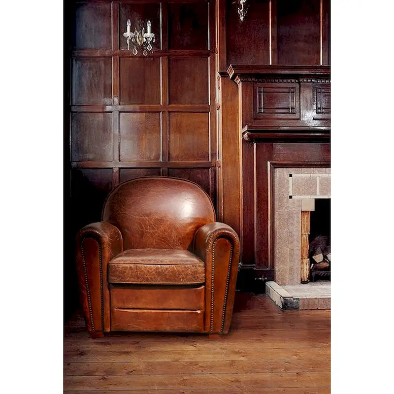 Pasargad Home Club-Sessel Paris aus echtem Leder, braun