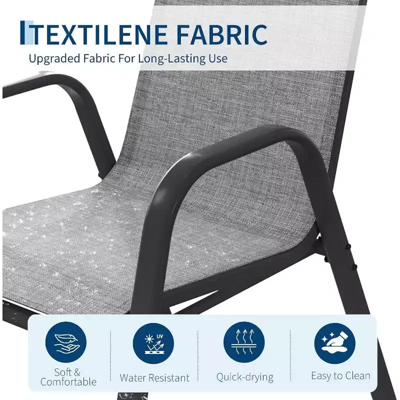 Terrasstoelen, stapelbare buiteneetkamerstoelen set van 4/6, lichtgewicht Textilene-stoelensets voor buiten voor alle weersomstandigheden, met armleuningen voor de achtertuin en het zwembadterras