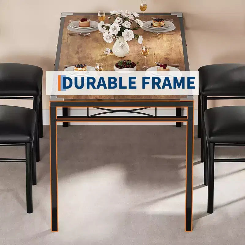 Ensemble de table à manger pour 4 personnes, avec 4 chaises rembourrées, ensemble de 5 pièces en bois pour la cuisine ou la salle à manger avec protège-coins, pour cuisine, appartement et petit espace
