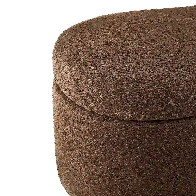 INK+IVY Bailey Stauraumbank in Taupe mit Bouclé-Bezug und Klappdeckel