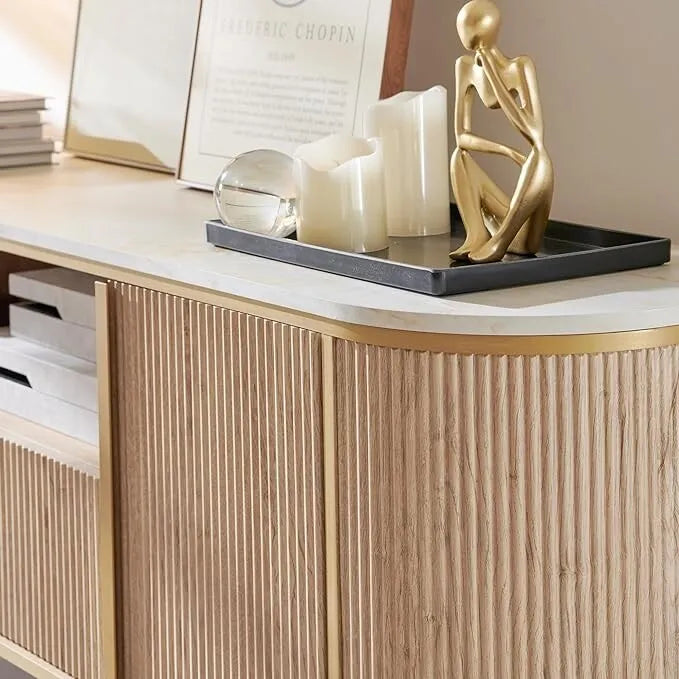 Moderner Luxus-TV-Schrank, Entertainment-Center mit Kunstmarmorplatte