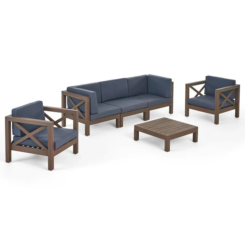 6-delige loungeset van acaciahout voor buiten, Brava, van Christopher Knight Home