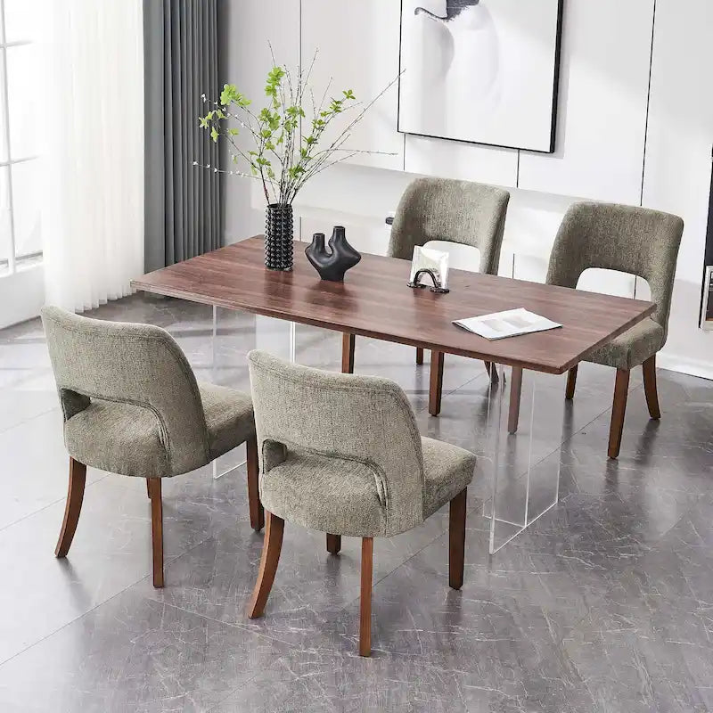 Set van 4 eetkamerstoelen met stoffen bekleding