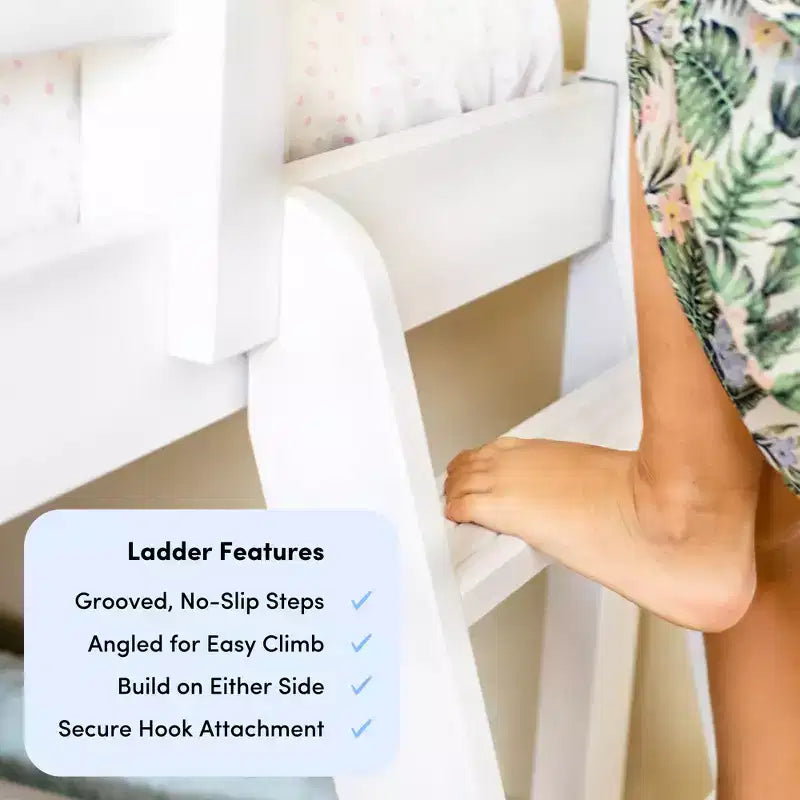 Max & Lily stapelbed van massief hout, eenpersoonsbed boven een tweepersoonsbed, met onderschuifbed met opbergruimte en ladder voor kinderen