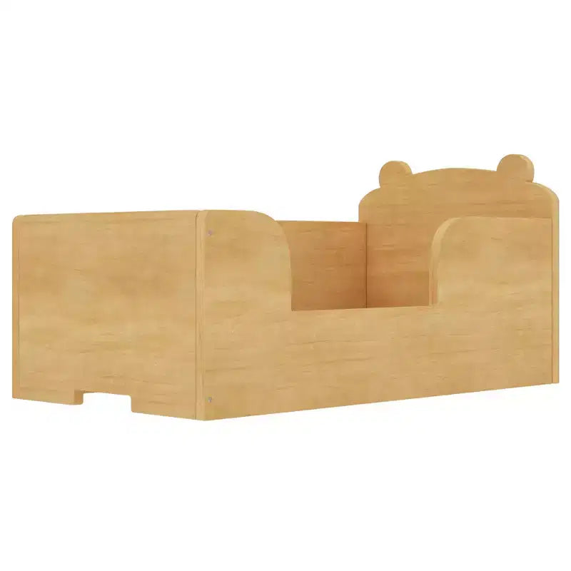 Lit au sol en forme d’ours Okak pour les 3-6 ans, cadre de lit pour tout-petit avec barrière de sécurité, joli lit pour enfant en forme d’animal