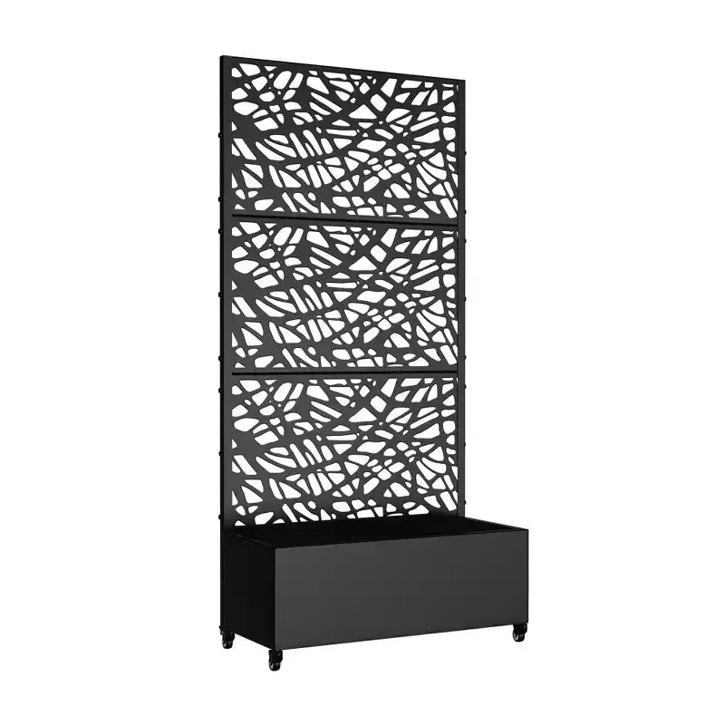 Bac à fleurs MAYEERTY avec treillis en fer noir, style 01, 72x47x16in, lot de 3 pièces