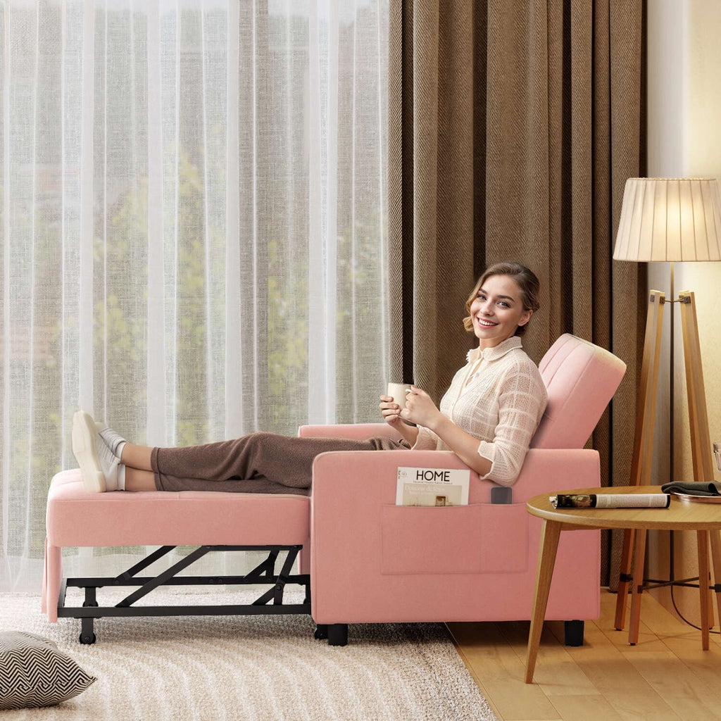 3-in-1-Schlafsofa mit verstellbarer Liegefläche, ausziehbares Sesselsofa, umwandelbares Klappbett fürs Wohnzimmer