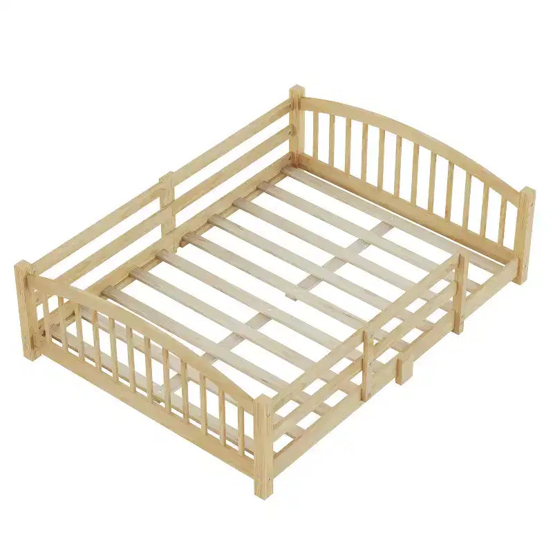 Luxystar Montessori-Bett in Full-Size mit niedrigem Profil, Sicherheitsgittern und Kopfteil