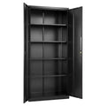 Armoire de rangement métallique VEVOR, armoire de garage verrouillable en acier de 68.9 in avec 4 étagères réglables, 2 portes magnétiques, 2 clés, 5 niveaux de rangement pour outils, noire