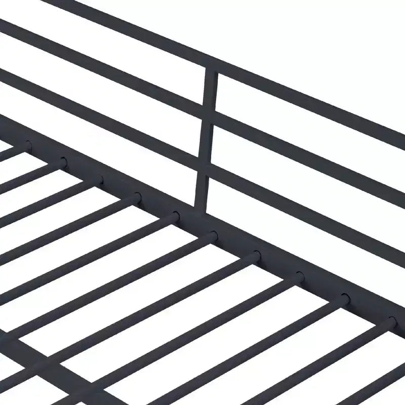 Metalen hoogslaper voor een eenpersoonsbed, met veiligheidsrails en rechte ladder