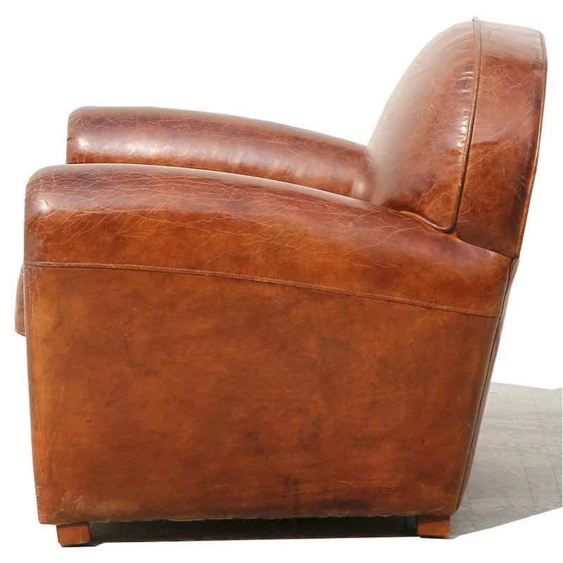 Pasargad Home Club-Sessel Paris aus echtem Leder, braun