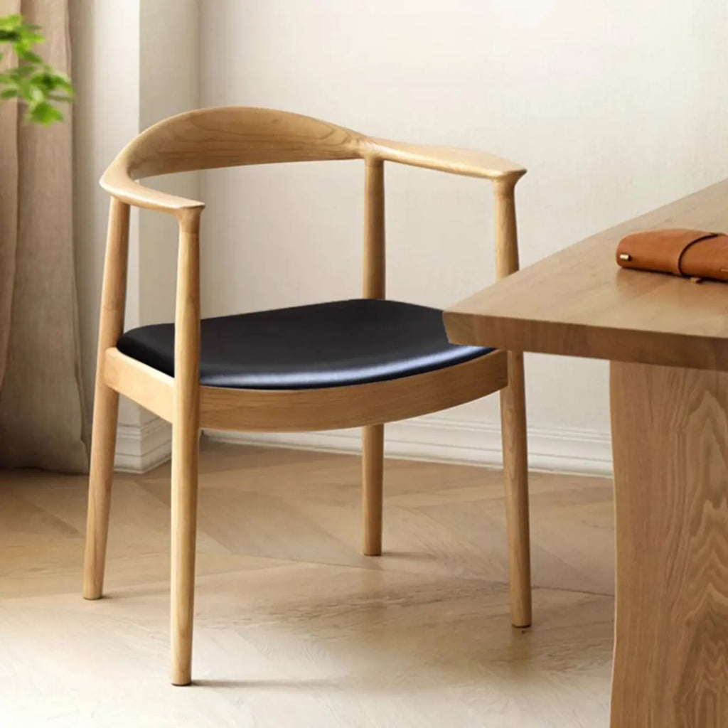 Chaise de salle à manger scandinave en bois courbé, avec assise tressée et accoudoirs