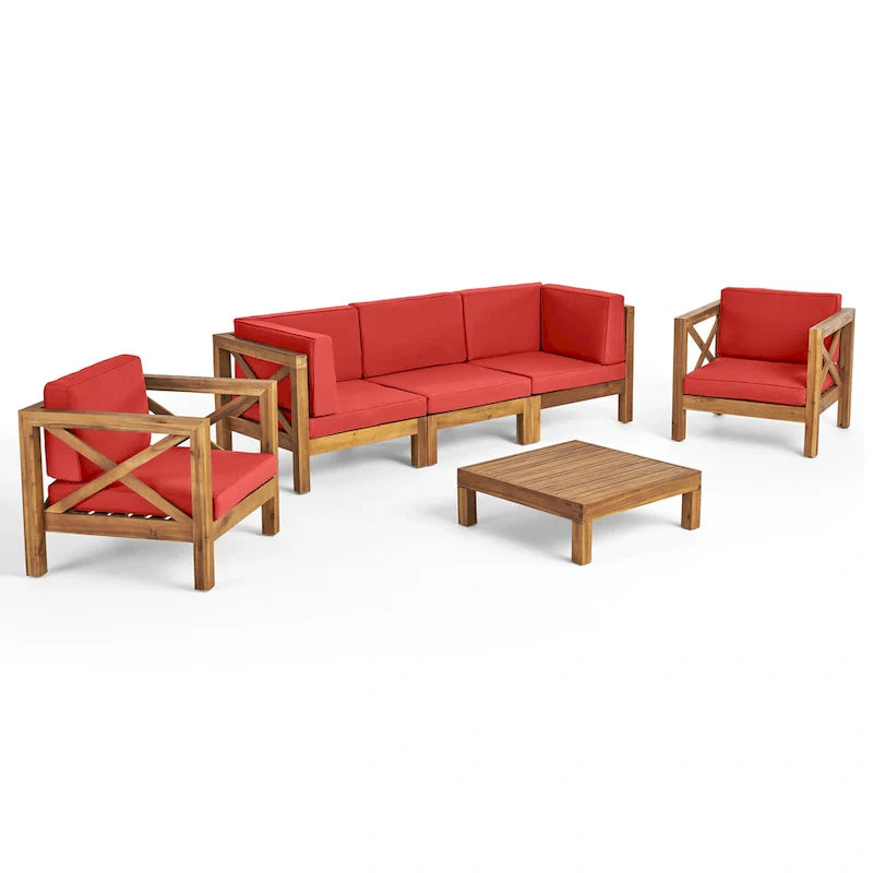 6-delige loungeset van acaciahout voor buiten, Brava, van Christopher Knight Home