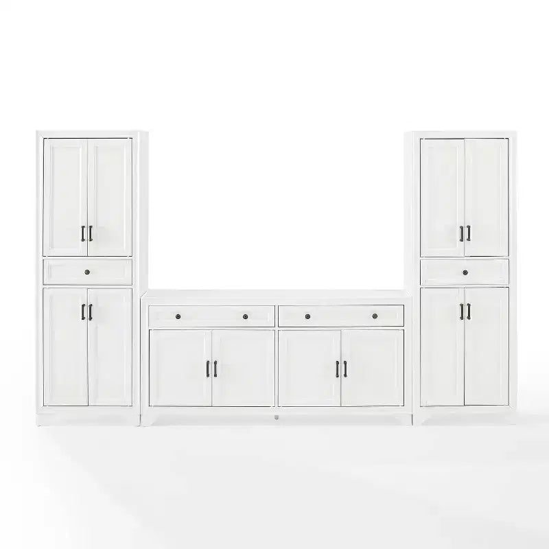 3-teiliges Tara-Sideboard- und Vorratsschrank-Set im Used-Look - Crosley