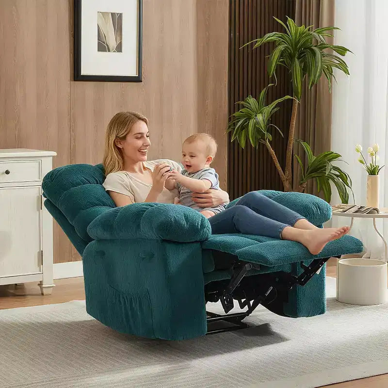 Handmatige relaxfauteuil, ergonomische relaxfauteuil van ademende stof met zijvakken, eenpersoonsbank, geschikt voor de woonkamer en slaapkamer