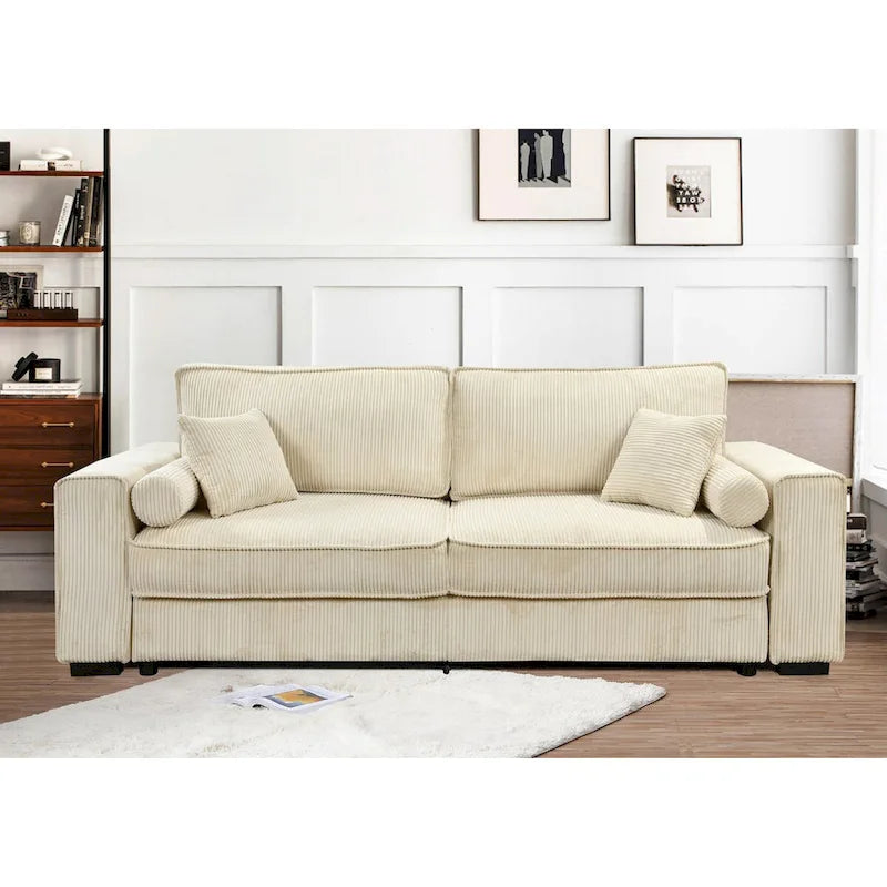 Roomfitters großes Schlafsofa mit Stauraum, modernes 3-Sitzer-Sofa, gepolsterte Rückenlehne, für kleine Räume