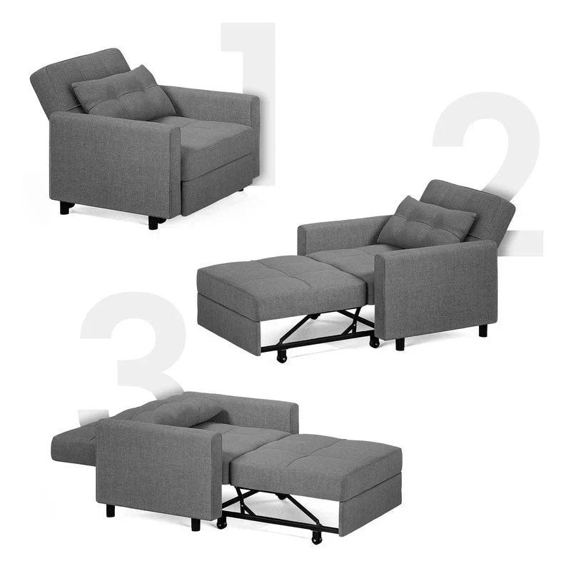 3-in-1-Schlafsofa mit verstellbarer Liegefläche, ausziehbares Sesselsofa, umwandelbares Klappbett fürs Wohnzimmer