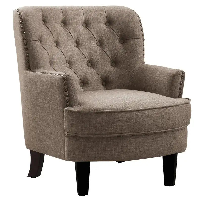 Moser Bay Mignon fluwelen/linnen fauteuil met knopen en hoge rugleuning, 30 breed