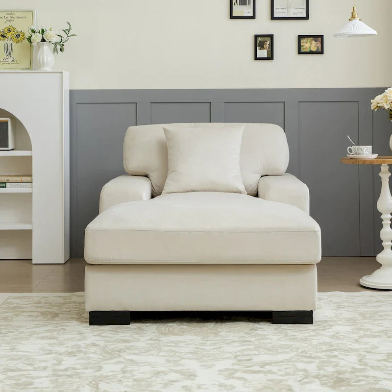 Canapé-lit chaise longue surdimensionné moderne du milieu du siècle avec coussin