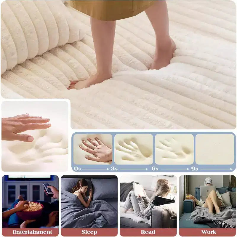 AMERLIFE 93 Doppelliege-Sofa für zwei Personen, tiefes Cloud-Sofa mit Lendenkissen und breiten Armlehnen, einfacher Aufbau, Kunstfell