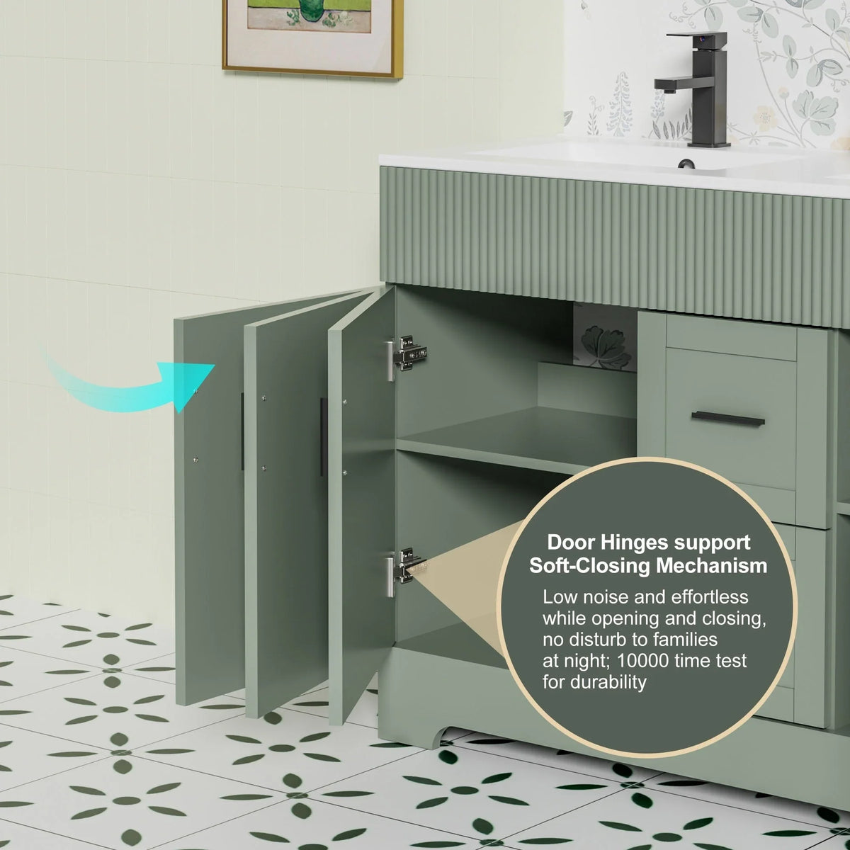 Ensemble meuble-lavabo de salle de bain Wavy Line 30/36/48 avec lavabo et robinet