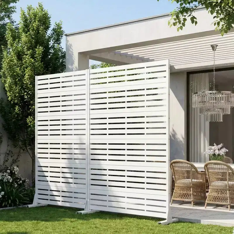 MAYEERTY, paravent d’extérieur blanc naturel pour préserver l’intimité, 72x47, lot de 6 panneaux pliants naturels pour cour et jardin