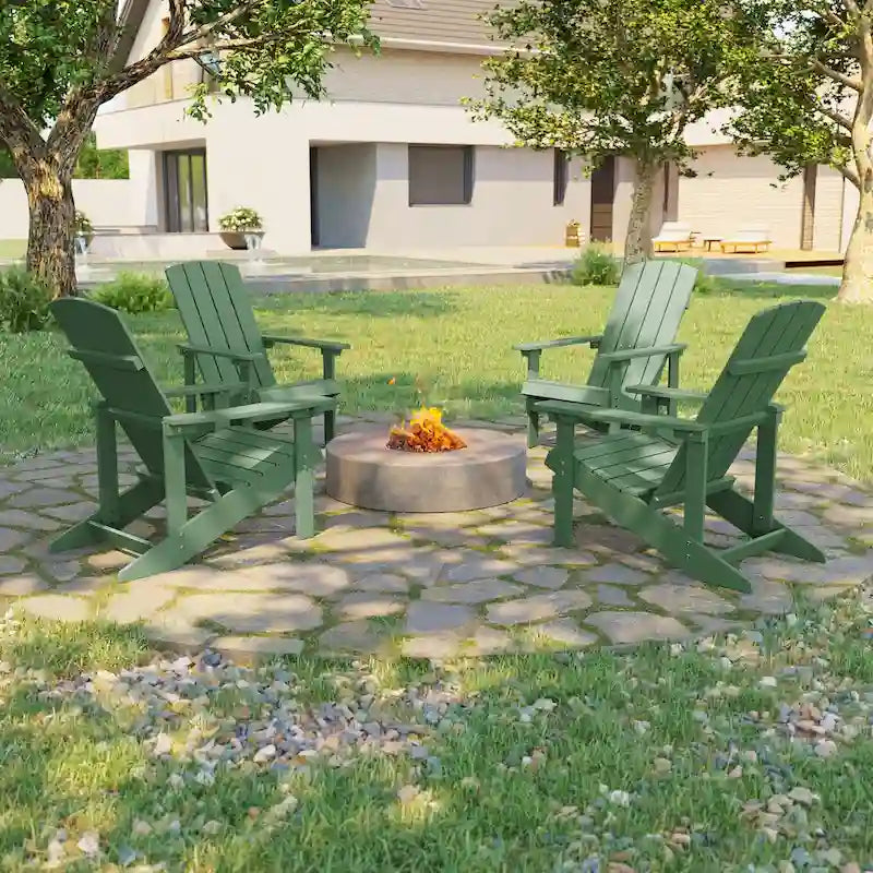 Bonosuki Weather-resistant Wood Outdoor Adirondack Chairs-Set of 4