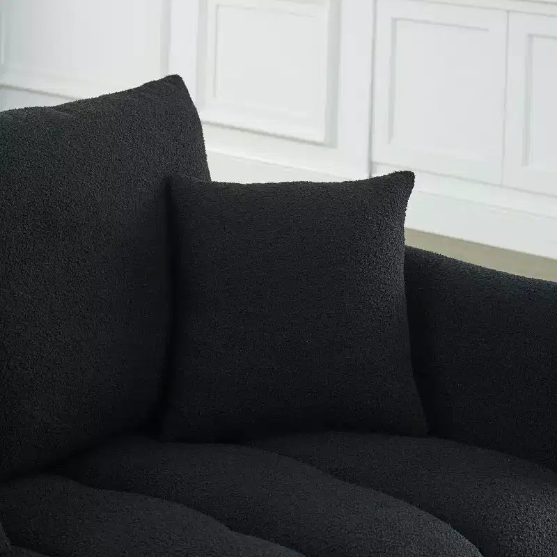 GDFStudio Alanna moderne 3-zitsbank van teddy-stof met kussens, 79.5