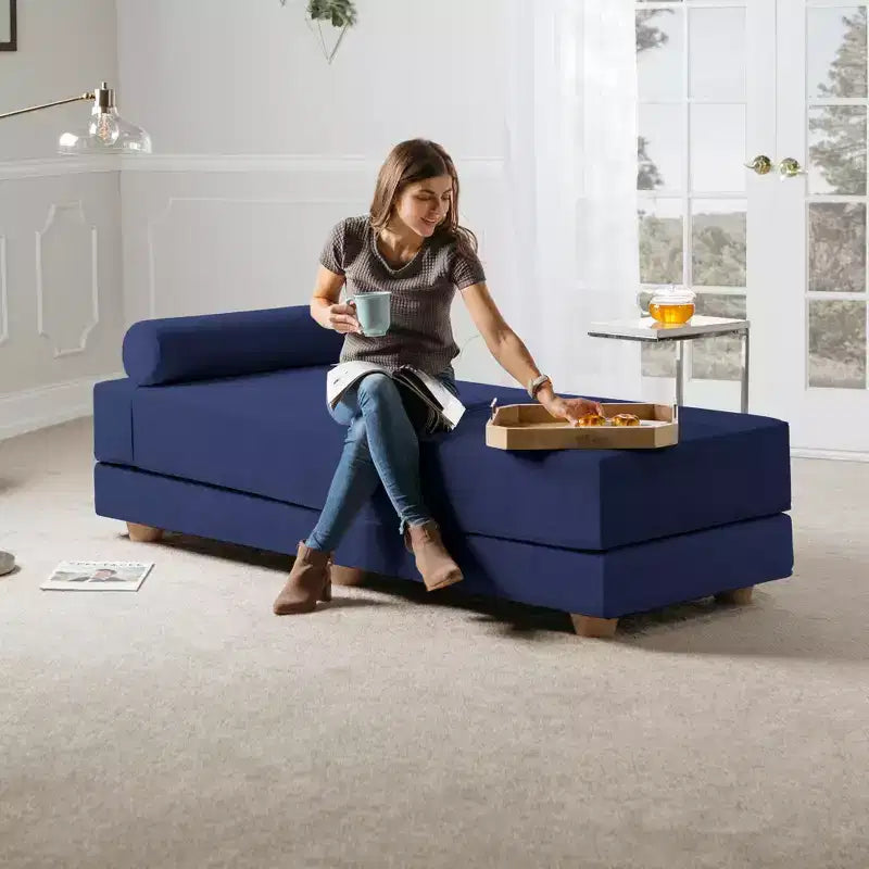 Ligbed / uitklapbaar queensize logeerbed - microfluweel