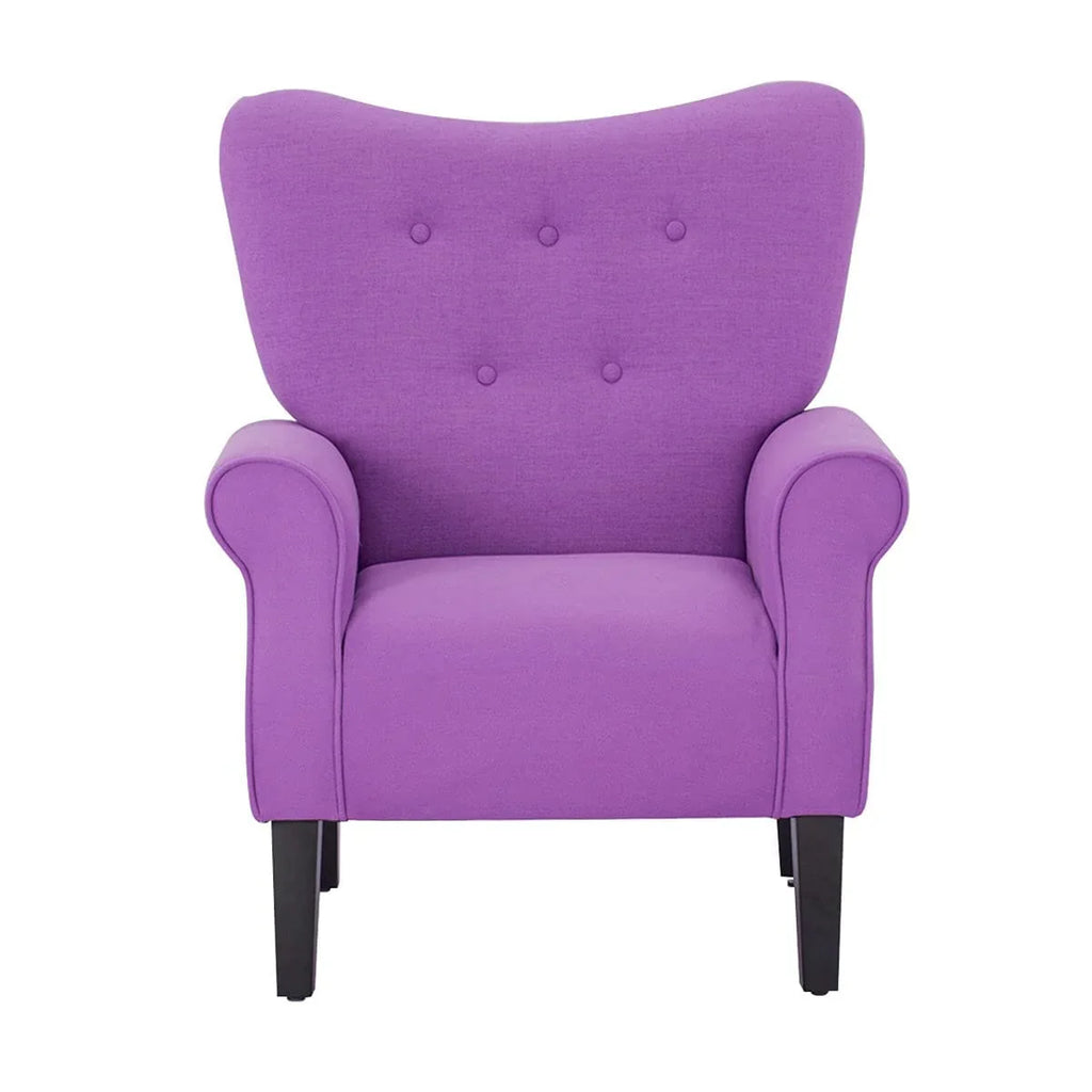 Fauteuil d’appoint moderne Erommy à dossier haut, fauteuil une place en tissu rembourré avec boutons et pieds en bois, pour salon