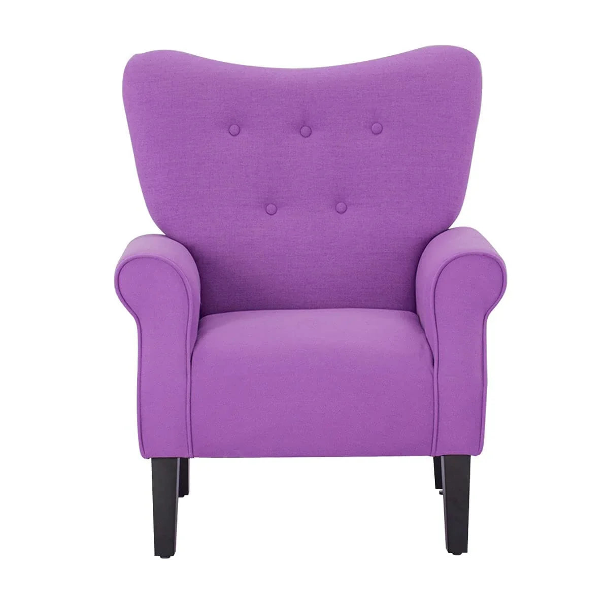 Fauteuil d’appoint moderne Erommy à dossier haut, fauteuil une place en tissu rembourré avec boutons et pieds en bois, pour salon